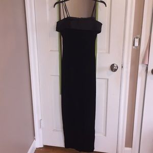Black Satin and Velvet Formal Evening Gown Prom 6